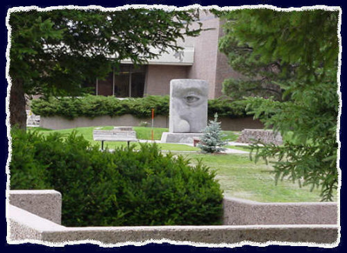 A sculpture at NAU in front of the social sciences building