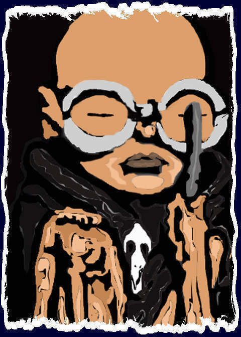 One of Chris' assignments for school, and I think it's a representation of how he perceives himself