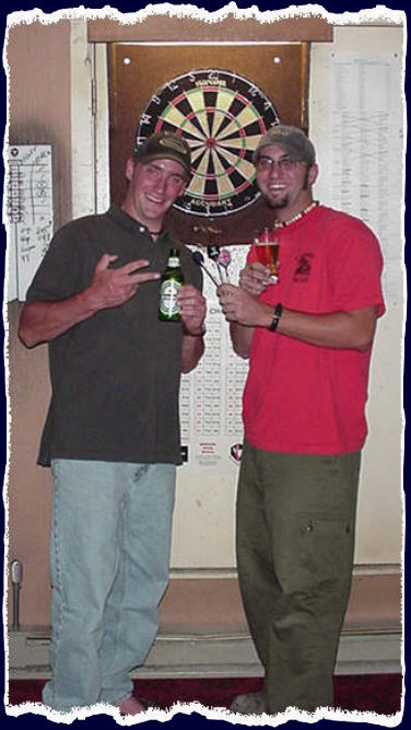 Scott and Sean before the infamous dartboard at Saginaw - Summer 2000