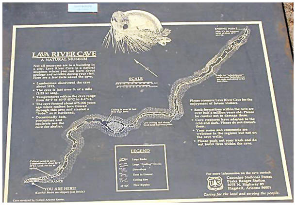 The official sign at the opening of the lava river cave